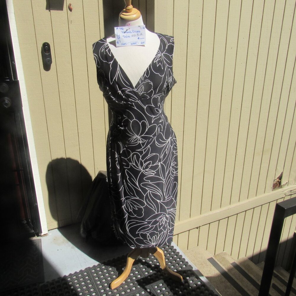 #346  NEW WOMEN'S BLACK FLORAL PRINT DRESS BY PHASE EIGHT  (SIZE 14US / 18UK)